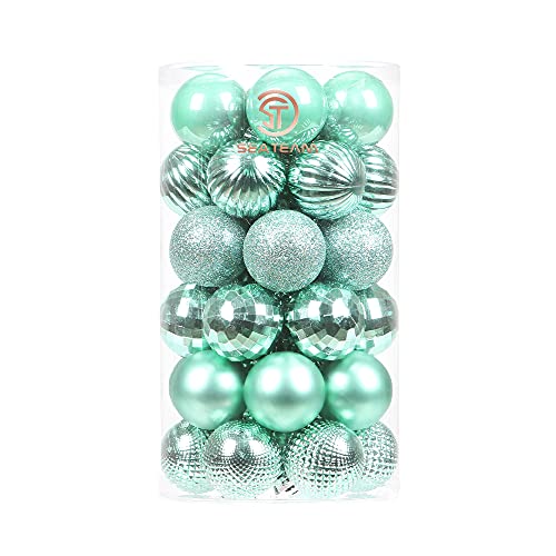 Sea Team 41ct infrangibile Ornamento Natalizio per Decorare l’Albero Natale, col Filo da Appendere Senza Glitter Paillettes, è Decorazione Ideale per la Festa,Cerimonia e Party (40mm,menta)