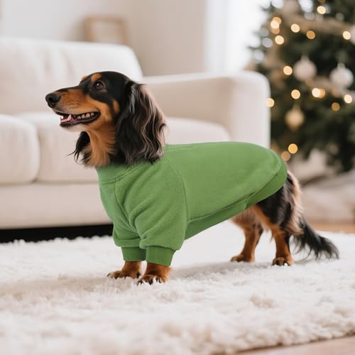 Image of BRKURLEG Dog Sweater, Warm Fleece Dog Winter Coat, Green, XL