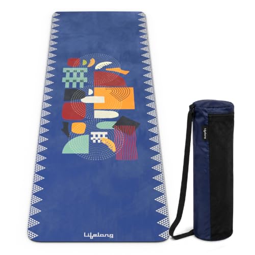 Image of Lifelong Suede & Natural Rubber Yoga Mat for Woman & Man | Non-Slip & Anti-Skid | 4mm Yoga Mat for Man |Exercise Mat for Yoga, Workout & Pilates | Gym Equipment for Home Workout | Free Carry Bag (Blue)