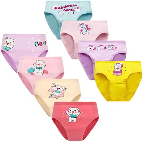 FedMois Girls Knickers Cotton Briefs Underpants Underwear 2-9 Years (Pack of 8)