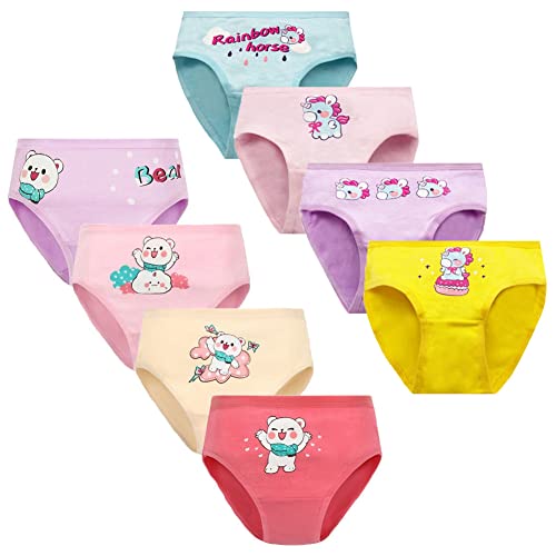 FedMois Mädchen Unterwäsche Baumwolle Slips Unterhosen 8er Pack, Bär und Einhorn, Gr. 92-98 Cover