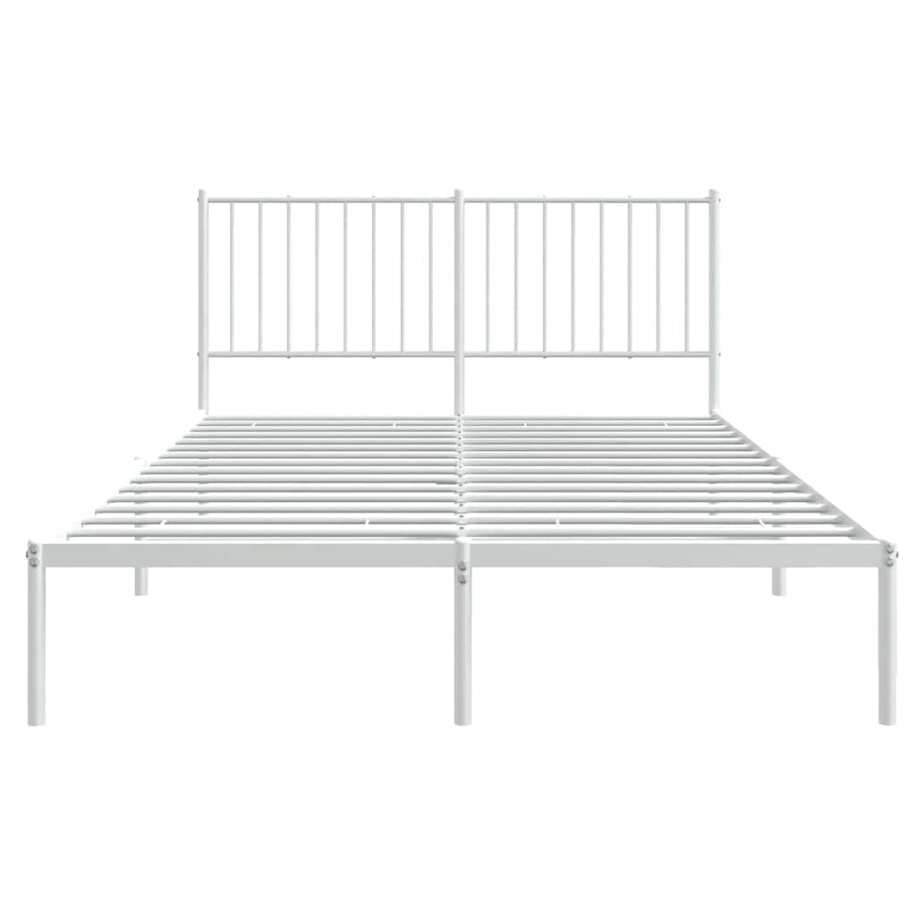 vidaXL Estructura Cama sin colchón con cabecero Metal Blanco 135x190cm