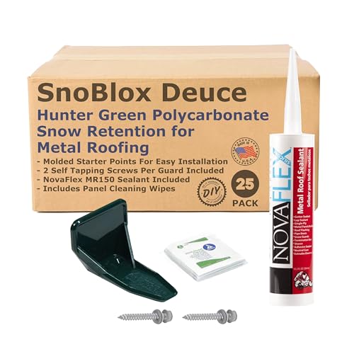 Metal Roof Snow Guards (25 Piece Kit with 50 Metal Roof Screws for Wood Purlins) Hunter Green