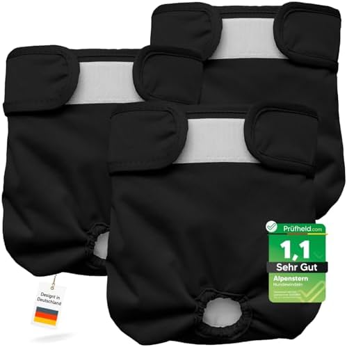 Alpenstern® Wiederverwendbare Hundewindeln für Hündinnen (3 Stück) Waschbare Läufigkeitshose für Hündinnen bei Inkontinenz & Läufigkeit - Hundehöschen Hunde Windel - Hygienisch & S