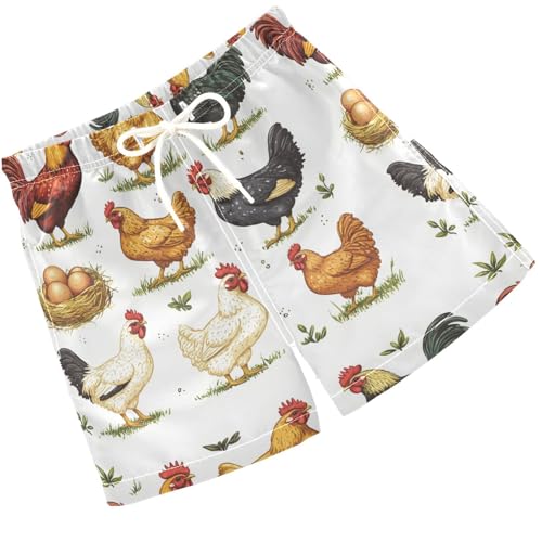 Pigsaly Boys' Swim Board Shorts Domestic Chicken Grass Boy's Swim Trunks Kids Swimwear 3T Multicolor