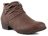 Sugar Women's Rhett Dress Block Heel Ankle Boot, Ladies Back Zip Bootie with Criss Cross Wraparounds Cognac 8