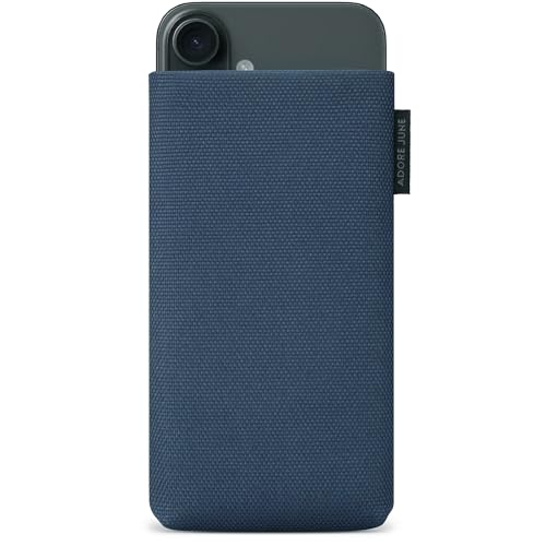 Custodia Classic Recycled compatibile con iPhone 16 Plus 2024 Tessuto moderno in R-PES sostenibile. Prodotto in Europa blu