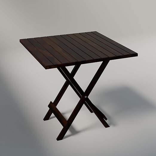 Image of WELL KNOWN Solid Sheesham Wood Round Shape Folding Coffee Table, Center 1 Table for Indoor & Garden Outdoor, Fold-Away Coffee tee (Walnut Finish-Square)