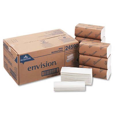 Envision Multifold Paper Towels, 1Ply, 9 1/5 x 9 2/5, White, 250/Pack