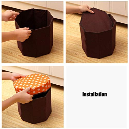 Tabouret de rangement orange : pouf coffre repose-pieds pliant - 7