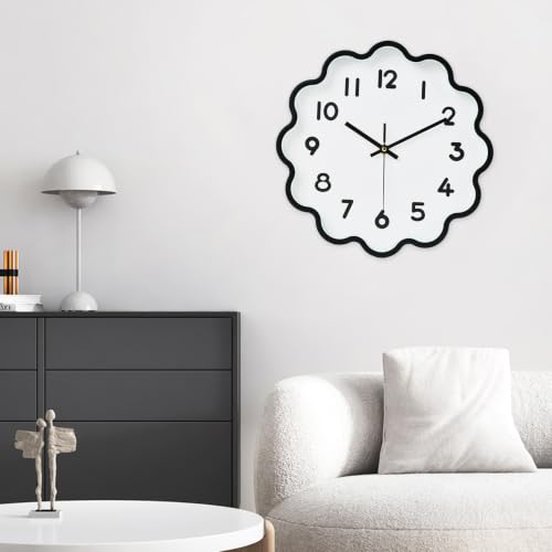 Image of HZDHCLH Wall Clocks Battery Operated 12 Inch Cloud Shaped Wall Clock Silent Non Ticking Modern Decorative Clock with 3D Numbers for Bedroom Living Room Nursery Classroom Black