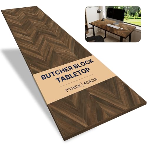 Comparison: Best Butcher Block For Desk 8 Howizz 72x30 in Solid Wood Table Top - 1in Thick Butcher Block Countertop for Standing Desk, Office Table, Workbench, DIY Furniture Projects, Dark Walnut Chevron