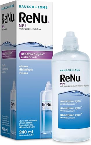 ReNu Multi-Purpose Contact Lens Solution 240 Ml - For Soft Contact Lenses Comfortable Wear Gentle On Sensitive Eyes Clean Disinfect Rinse Lubricate And Store Your Lenses Lens Case Included