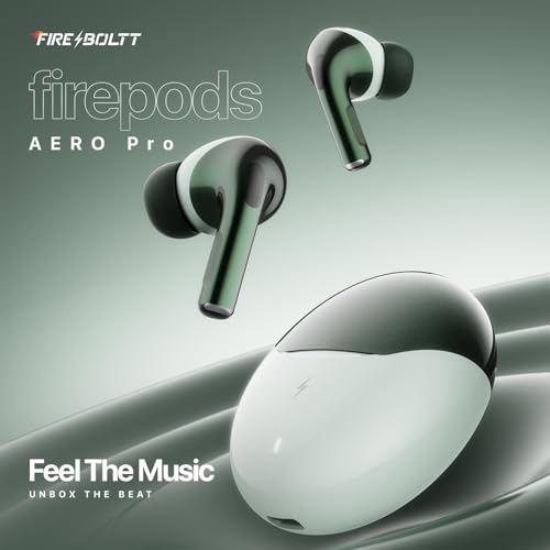 Image of Fire-Boltt Aero TWS Earbuds Custom EQ, Wireless Bluetooth 5.4, Music & App Support, 50H Playtime, Fast Charging Case, 50ms Low Latency for Gaming, Touch Controls, IPX4 Waterproof, Clear Calls - Sage