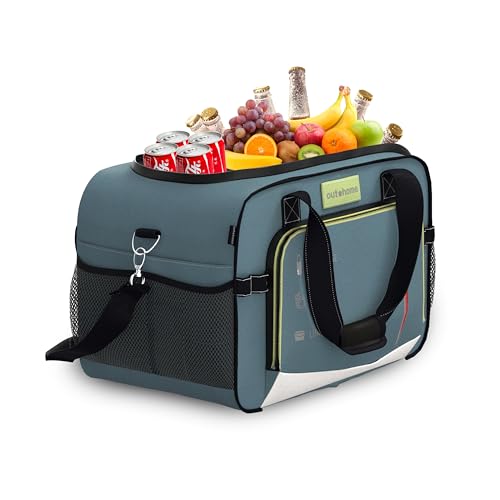 OUTOHOME 26Qt 12V Portable Car Cooler & Warmer Bag - Iceless Electric Fridge for Vehicles,DC Powered, 25L Mini Refrigerator for Family Outings, Camping, Travel, Truck Drivers,Road Trips