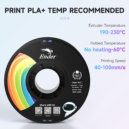 Image of Creality 3D Printer Filament, PLA Plus Filament 1.75mm Rainbow, PLA Pro Toughness Upgraded Dimensional Accuracy + /- 0.03mm, 1KG Spool(2.2lbs) Ender PLA+ Filament for Most 3D Printer