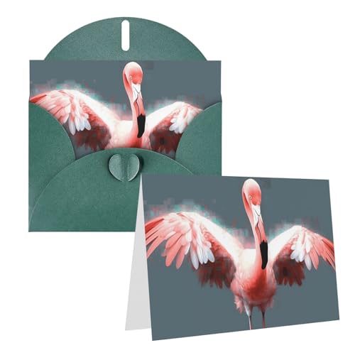 QMNEHJ グリーティングカード サンキューカード 封筒付き ブランクノートカード 4x6インチ バースデーカード フラミンゴ ウェディングカード お悔やみカード おもしろい 思考カード あらゆる機会に