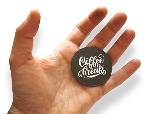 Novel Merk Coffee Refrigerator Magnets – Vinyl 2'' Round Magnets For Fridge, Lockers, Home Kitchen, Coffeehouse Decor, Party Favors, & Prizes – Adheres To Metal Surfaces (6 Pack), Black & White #TOP5
