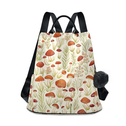 Sac à dos pour femme Mushrooms marron beige confection soignée et finitions haut de gamme
