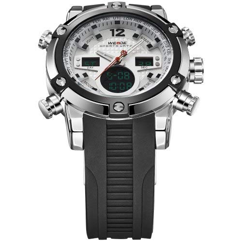 Shuxinmd Hombre Sports Relojes Negocios Informal Relojes Correa de Silicona con Semana Pantalla Alarma Cronógrafo Mes Pantalla Calendario para Correr Senderismo Ciclismo