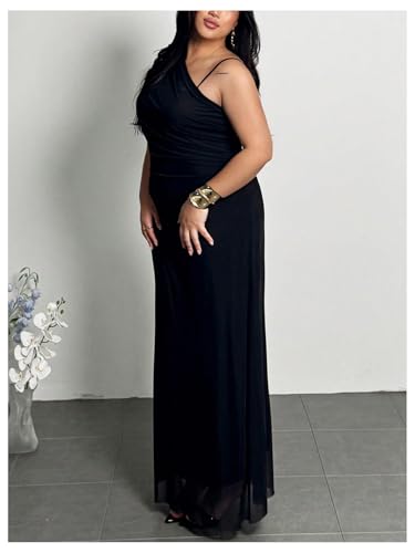 SHENHE Women's Plus Size Summer Formal Maxi Dress One Shoulder Mesh Bodycon Wedding Guest Cocktail Dress2