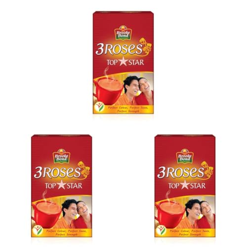 Image of Brooke Bond 3 Roses Topstar, 500 Grams, Pack Of 3 - Assam, Loose Leaf