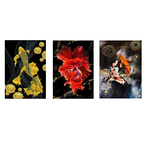 Koi Goldfish Lucky Fish Pintura Imagen Póster Impresión en lienzo Pintura Arte de la pared Sala de estar Decoración del hogar 50x70cm Cover