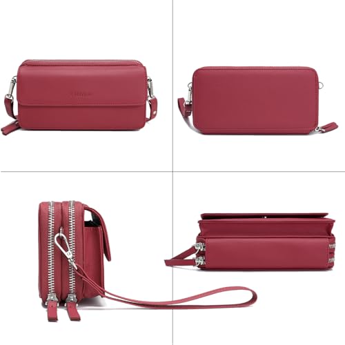 Image of Lanyani RFID Crossbody Wallet Wristlet Purse with Phone Pocket For Women Vegan Leather