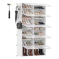 SONGMICS Schoenenrek met 6 vakken, modulair opbergrek, vak 30 x 40 x 30 cm, met deur, stalen frame, kunststof panelen, zwart LPC033B01