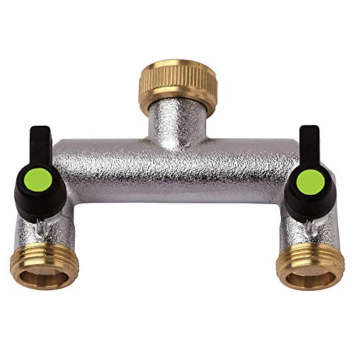 Aquajet 469 L 2-Way Faucet with Independent and Adjustable Flow Paths with Label, Silver, 3/4-3/4 x 3/4 x 3/4-Inch