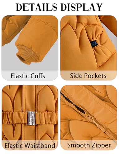 Happy Cherry Girls Winter Warm Dress Coat Fleece Lined Jacket Fur Faux Hooded Long Down Kids Windproof Overcoat Outerwear4