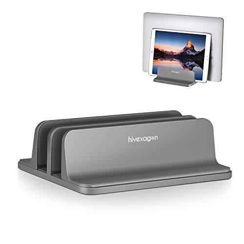 Hivexagon Support Ordinateur Portable Vertical, Double de Bureau Support réglable avec Station d'accueil (réglable de 16 mm à 40 mm) Compatible Tous