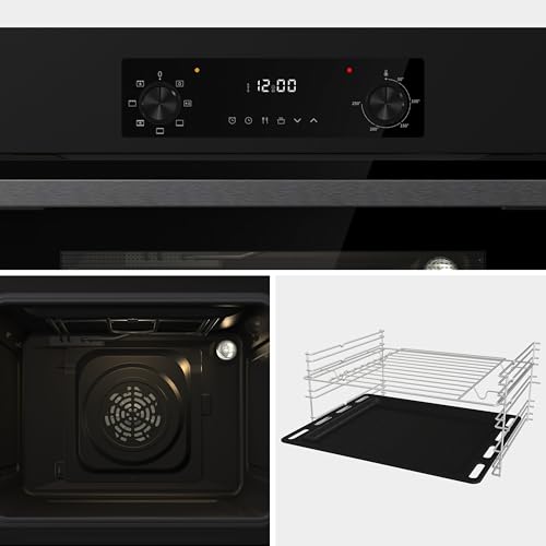 Hisense BI62220AB - Forno multifunzione, 2 manopole Push Pull, cavità 61l, 7 funzioni, AcquaClean, funzioni di cottura versatili, 2 vetri, area di cottura extra large, 250°, Classe A - 8