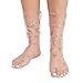 Produktbild Damen Glitter Star Soft Mesh Sock Sheer Ankle Kurz Netzstrumpf Kristall Spitze Socken Transparente Lace Strumpf Spitzensocken Gothic Sommer Mode Japanischer Stil Ultradünne Perle Dekoration (Rosa)
