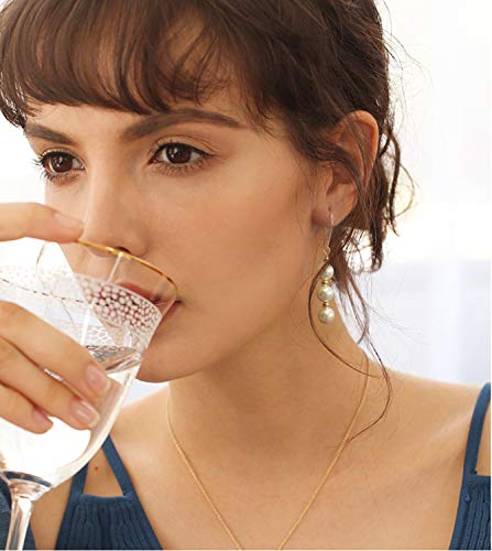 14K Gold Plated Round Bead Ball Drop Earrings for Women Minimal Lightweight Long Dangling Dangle Hoop Wedding Earrings for Brides Bridesmaid Prom Anniversary3