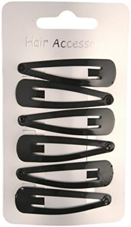 Set of 6 Black Enamelled Metal Hair Clips Snap Bendies Sleepies 5cm (2) by Pritties Accessories
