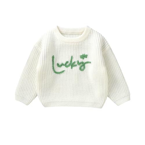 Image of Infant Baby Boy Girl Knit Sweater Rooster Goose Embroidery Crew Neck Long Sleeve Pullover Knit Shirt Winter Clothes