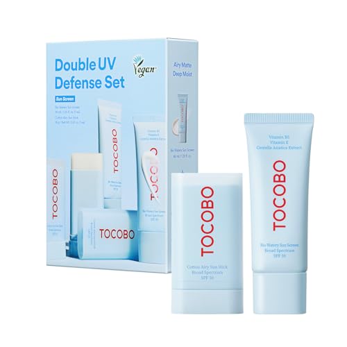 TOCOBO Korean Suncare Dual UV Set (Cotton Airy Sunstick+Bio Watery Suncream Pack) (Sunstick & Sunscreen 1.35 Fl Oz (Pack of 1) Dual UV (sunstick & sunscreen))