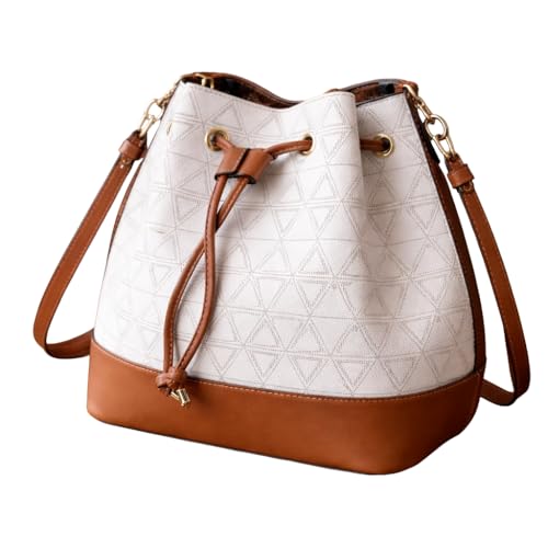 Bolsa Feminina Izadora Saco Tiracolo Estampada com Ajuste em Cordão e Alça Transversal Elegante Casual (Caramelo)