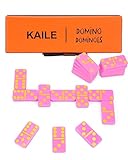 KAILE Pocket Domino Set – Mini Pink Dominoes with Gift Box & Ribbon, Bright Colors, Travel-Friendly Game for Kids & Adults, Idea, Portable Double-Six Set