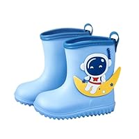 Hixingo Waterproof Lightweight Toddler Rain Boots, Toddler Wellies Kids Boys Girls,Cartoon Welly Boots for Little Kids Unisex Rubber Child Rain Shoes (Astronaut,2)