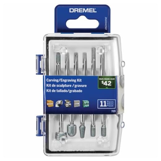 Dremel 729-01 Carving & Engraving Rotary Tool Accessories Kit, 11-Piece Assorted Set - Perfect for Use On Wood, Metal, and Glass