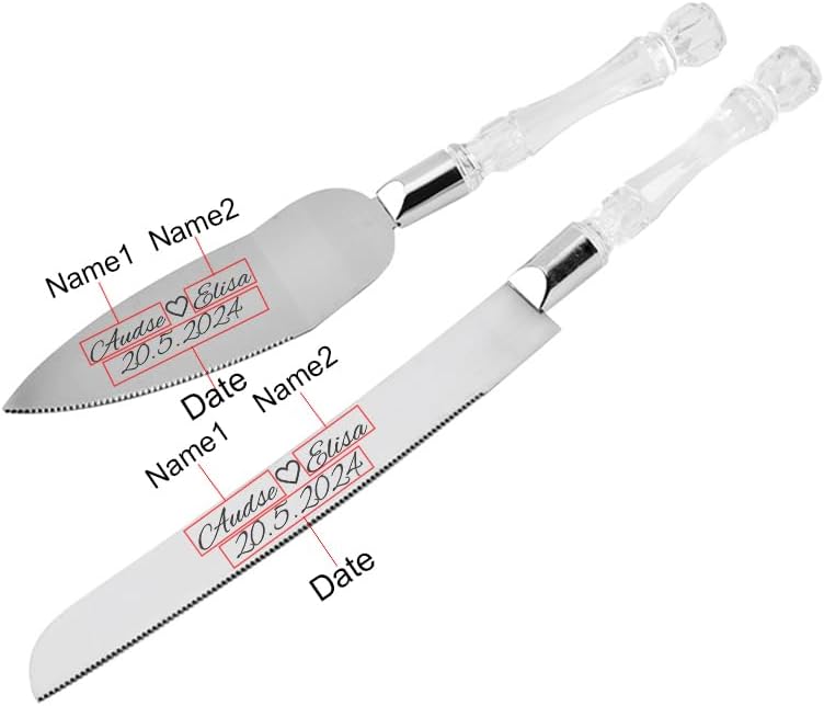 Miniatura 5 de JOIYPYCL Juego de cuchillo personalizado para tartas y servidor, cuchillo para cortar tartas, regalo de servidor de pasteles para bodas,