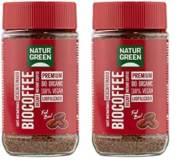 Naturgreen Descafeinado Bio, Café Soluble, Coffe Instantaneo, BioCoffe Molido, Intensos Granos, Desayunos Saludables-100 g, Estándar, 100 g (Paquete de 2)