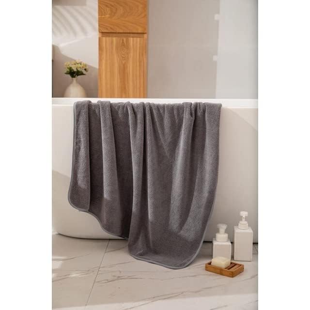 Image of Fezora Microfiber Bath Towel for Men & Women - Large Size 70x140 cm, 400 GSM, Ultra Soft, Quick Dry, Lightweight & Super Absorbent Towel for Bathroom, Gym, Spa, Travel & Swimming (Grey)