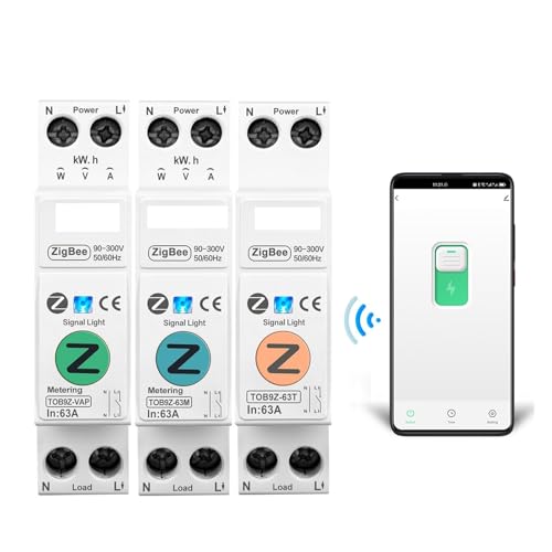 TSIOHKBS 63A 1P+N Smart Switch Meter Kwh Metering Monitoring Circuit Breaker Timer Relay MCB smartlife Protection (TOB9Z-T No Metering,50A)
