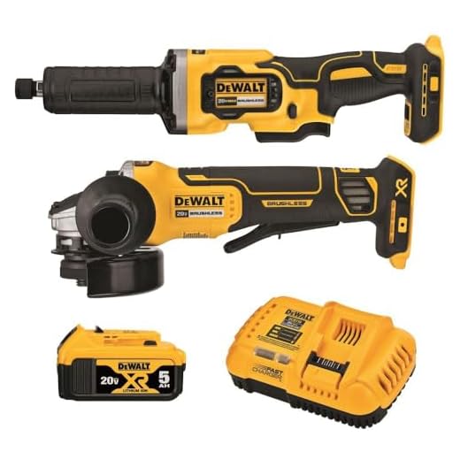DEWALT 20V MAX* XR Angle Grinder Kit, 4.5-Inch Paddle Switch Small Angle Grinder and 1-1/2-Inch Die Grinder, 2-Tool (DCK203P1)