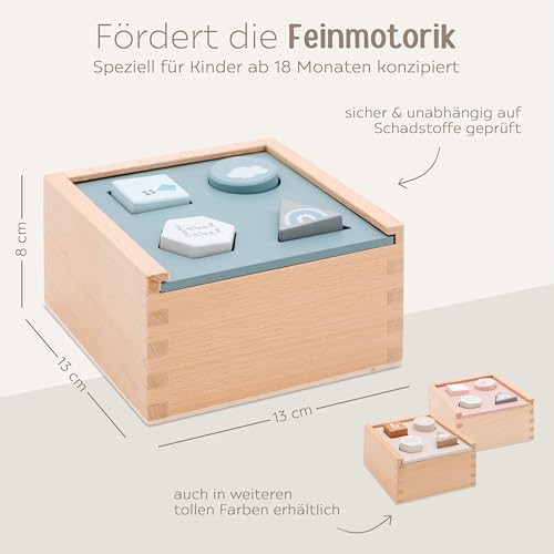 wunderwunsch Motorikspielzeug Steckspiel personalisiert Motorikwürfel für Kinder als Kinderspielzeug zum Lernen für Baby und Kleinkind individualisiert (blau)