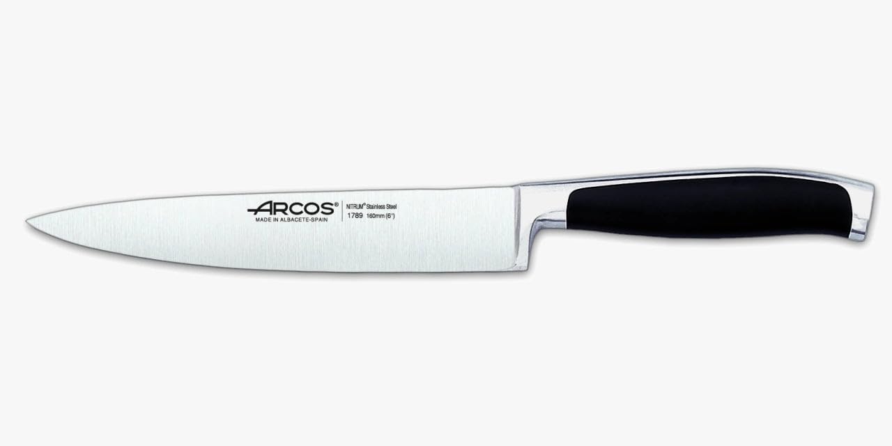 Arcos Cuchillo cocina laerie Kyoto - Hoja Acero Inoxidable forjado Nitrum 6" - Mango negro polioximetileno (POM) - Elegante y duradero (7'')