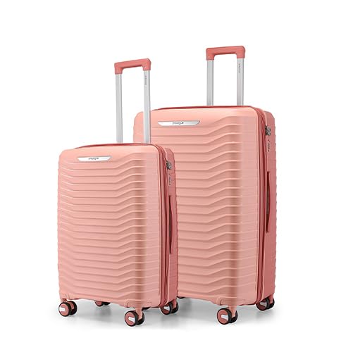 Image of Provogue Coral Hard-Sided PP Trolley Bag Set of 2 | Expandable Space with 8 Wheels Trolley Bags for Travel | Lightweight with Combination Lock | 5 Year Warranty (Tea Rose /Redwood)